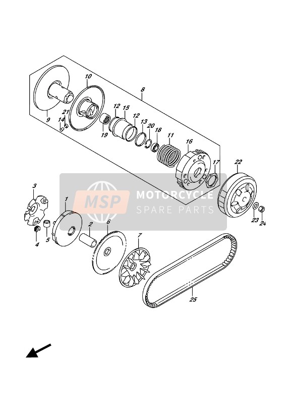 2111139J00, SEMI-POLEA Fija Conducida, Suzuki, 2